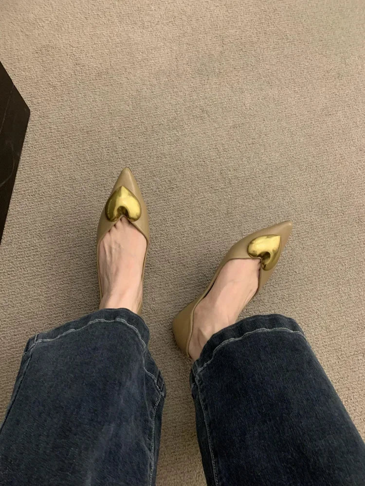 Elegant Black Flat Bottomed Single Shoes