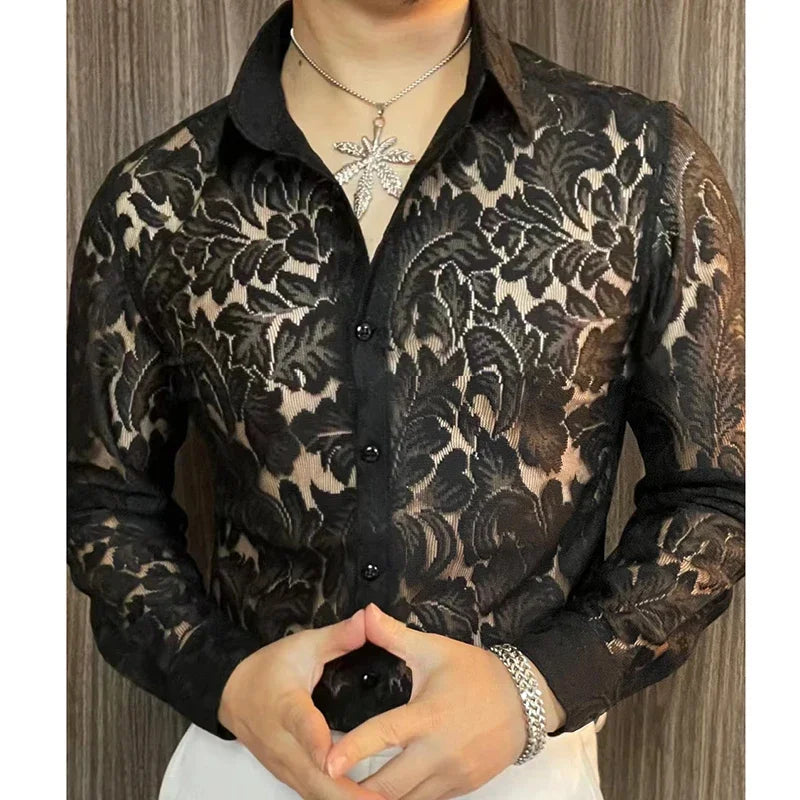 Slim Fit Shirt Spring Transparent Long Sleeved Shirt