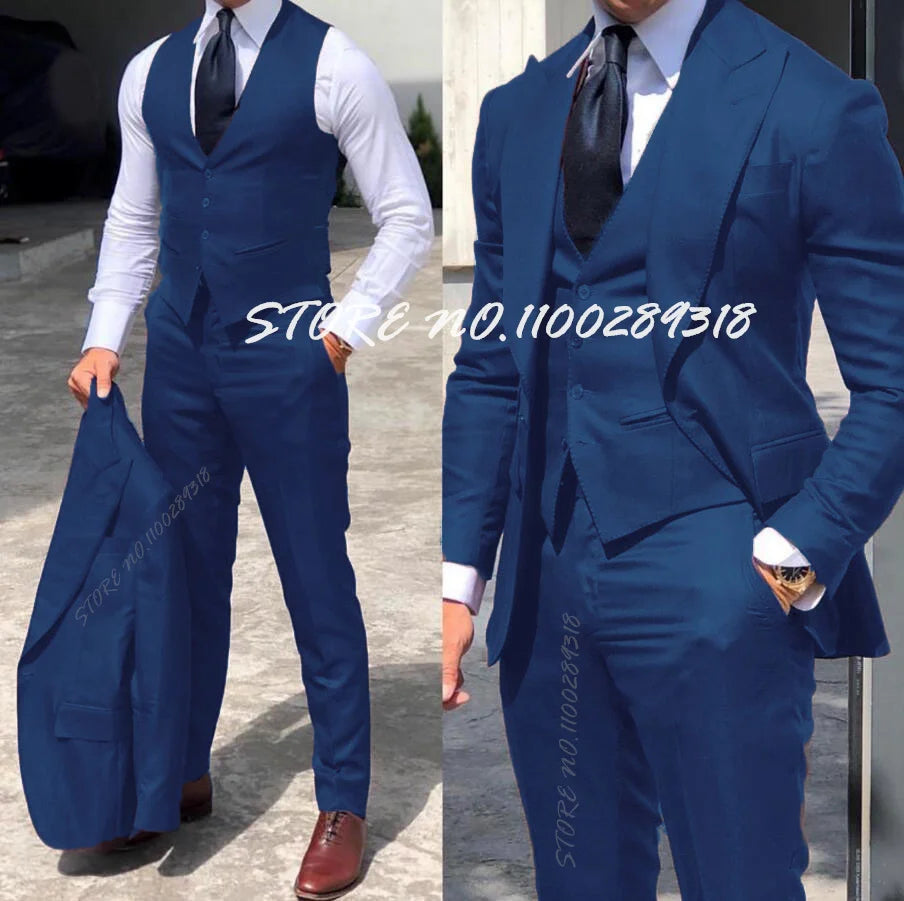 Classy 3 Pieces Tuxedos Slim Fit Costume Homme(Jacket+Vest+Pants)