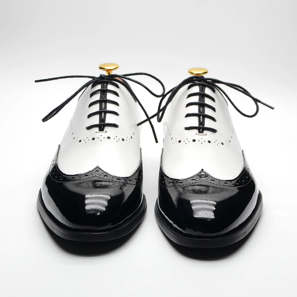 Leather Wingtip Lace-up Oxfords