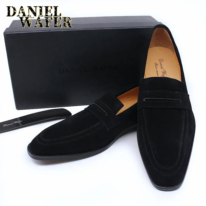 Suede Leather Slip-On Penny Loafers