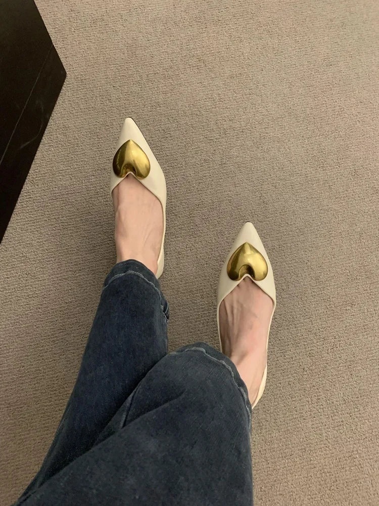 Elegant Black Flat Bottomed Single Shoes