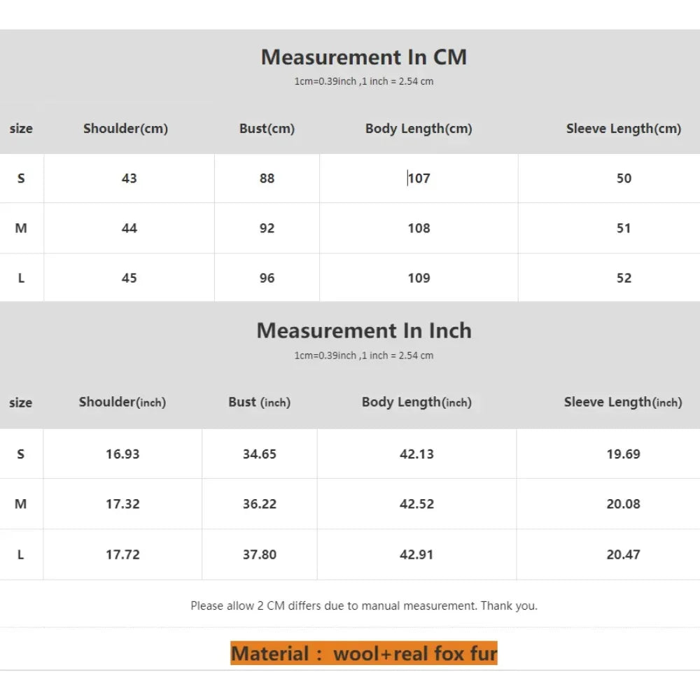 Fox Fur Collar Elegant Double-sided Wool Blend Coat Cashmere Wool Jacket