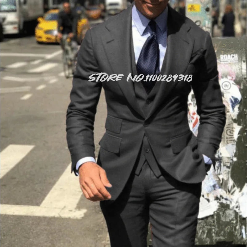 Classy 3 Pieces Tuxedos Slim Fit Costume Homme(Jacket+Vest+Pants)