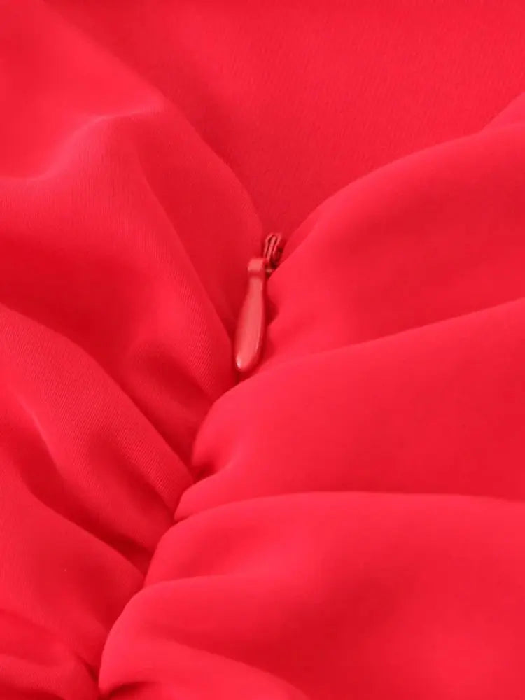 Draped Midi Dress for , Straight Neck, Thin Straps, Backless Female Dresses, Chic Fashion