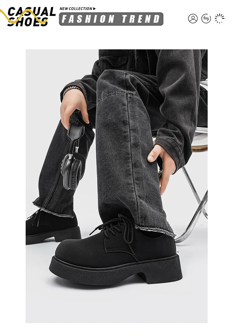 Classic British-Style Round-Toe Youth Streetwear Leather Shoes