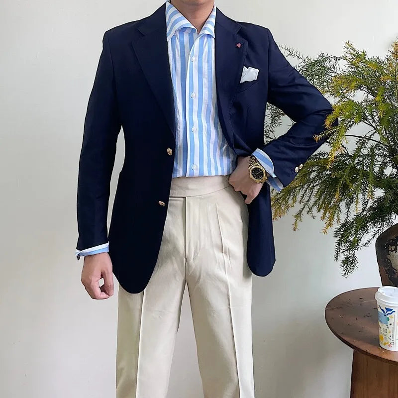 1 Pieces Slim Fit Blazer Wide Shawl Lapel Suit Custom Made Tuxedo Golden Button