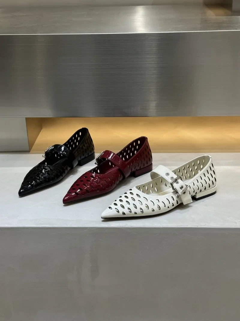 Pointed Toe Flats Hollow Loafers