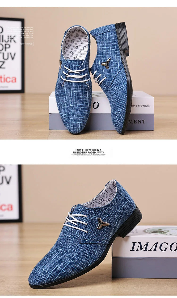 Breathable Pointed Toe Linen Oxford Shoes