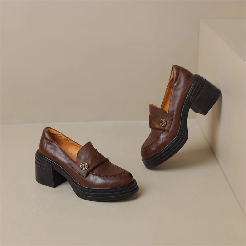 High Heel Retro Loafers