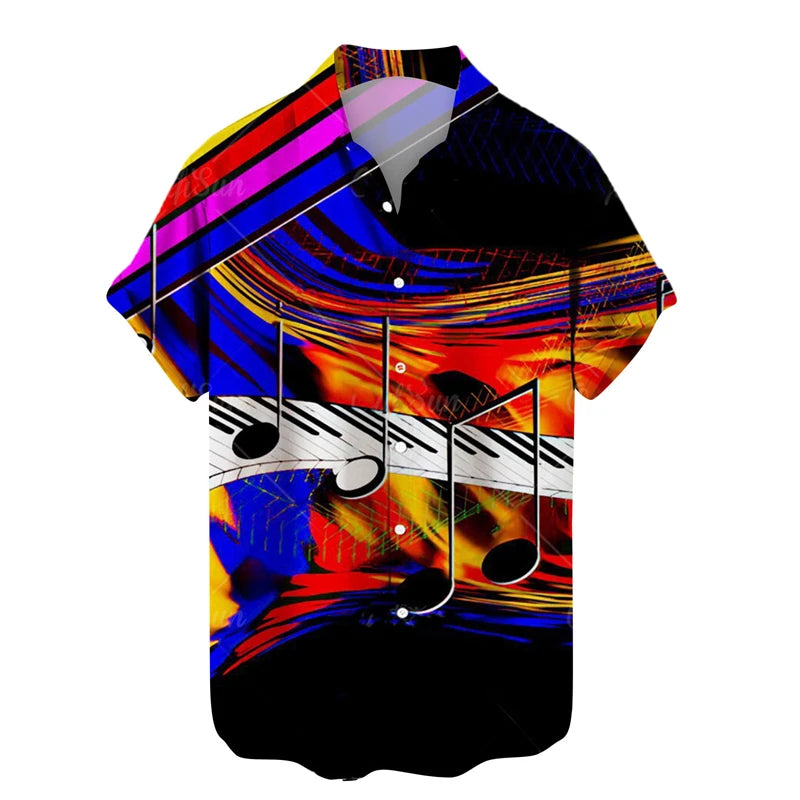 Music Guitar Print Short Sleeve V-Neck