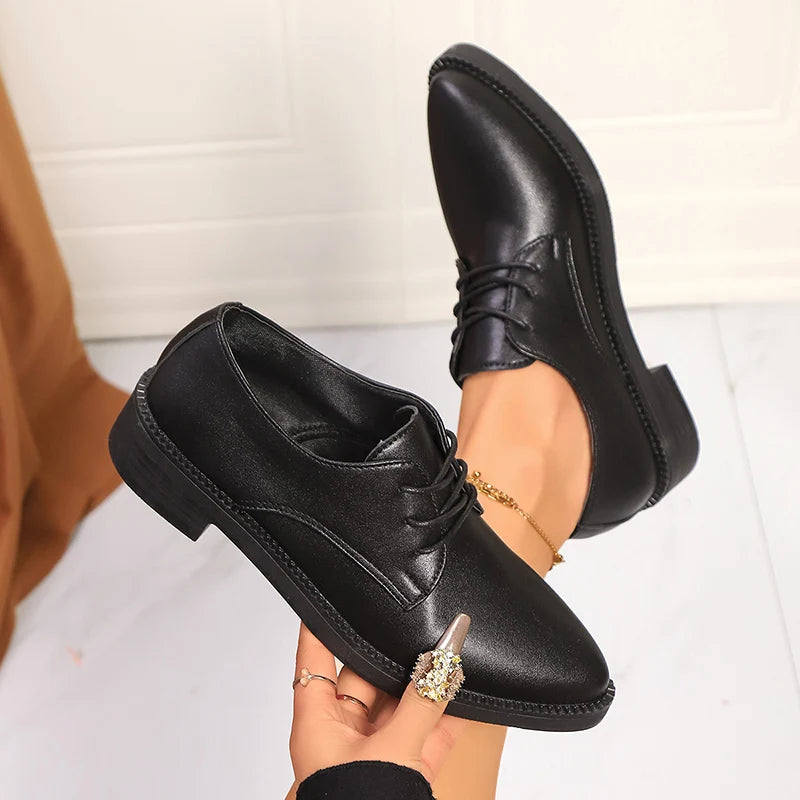 Women's Black Lace Up Classic Oxfords