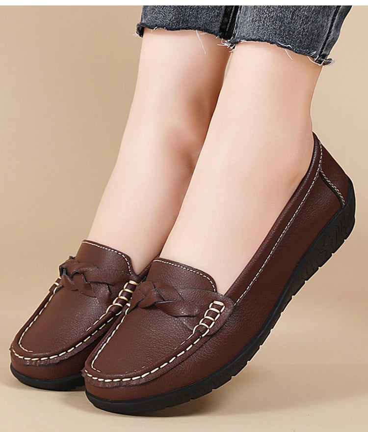 Women Soft Leather Casual Slip On Loafer