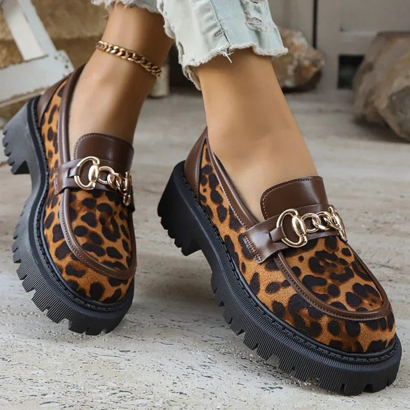 Retro Suede Leopard Loafers