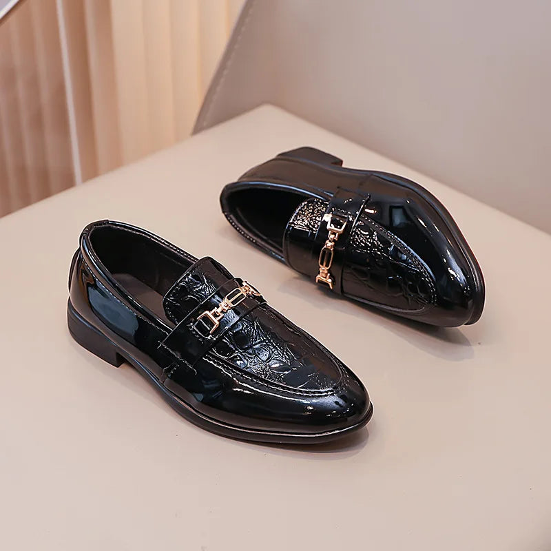 Children Classic Soft Bottom Point Toes Leather Loafers