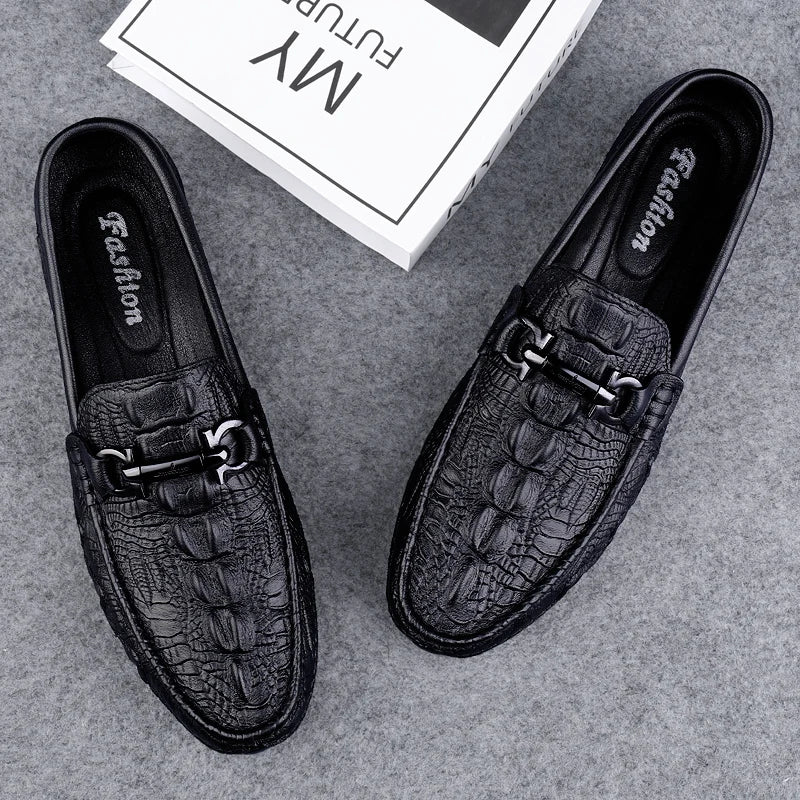 Italian Handmade Crocodile Pattern Genuine Leather Loafers
