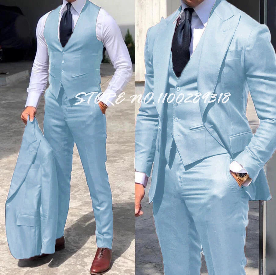 Classy 3 Pieces Tuxedos Slim Fit Costume Homme(Jacket+Vest+Pants)