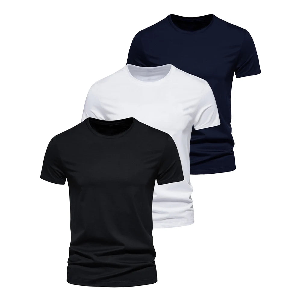 3Pcs Plain O-neck T-shirt
