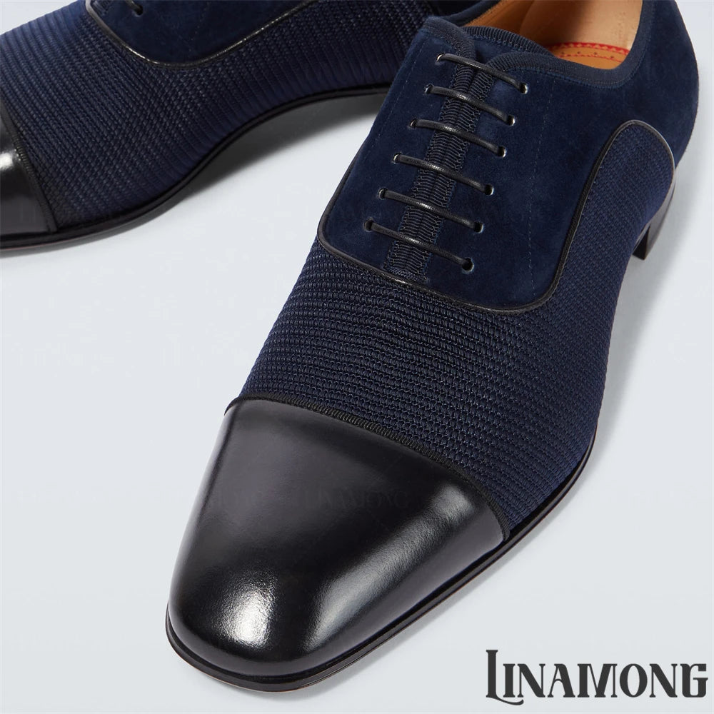Lace-Up Leather Suede Oxford Shoes