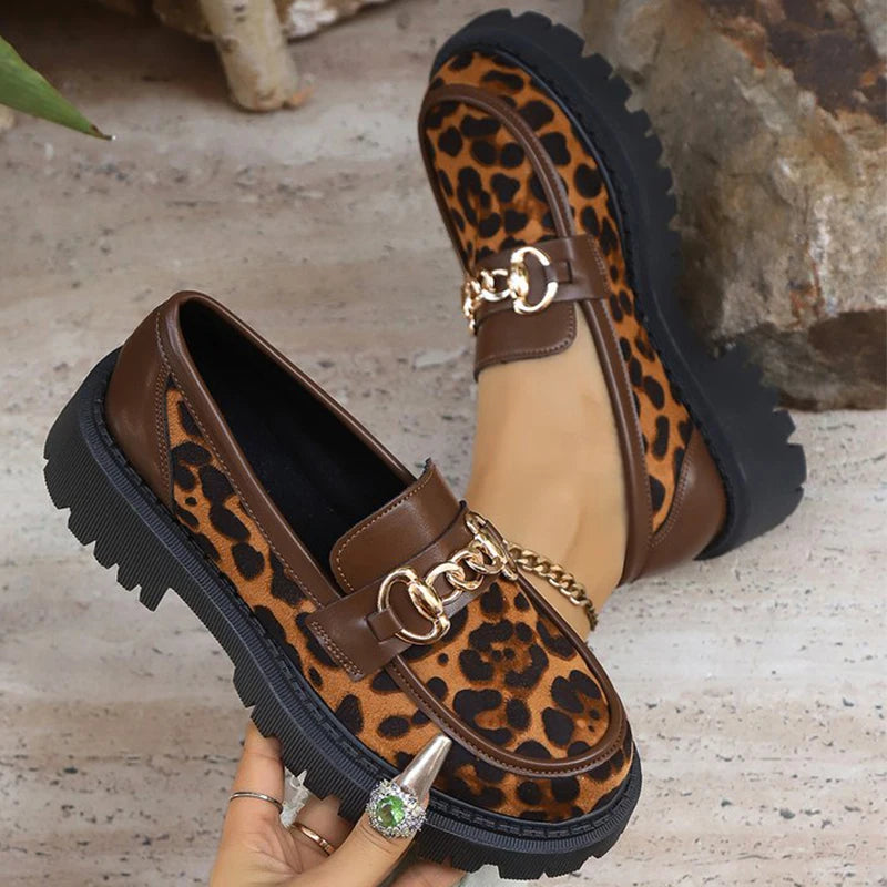 Retro Suede Leopard Loafers