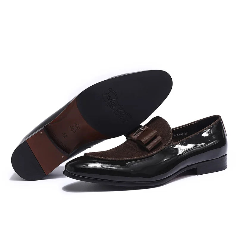 Cross Labled Suede Slip-On Leather Loafers