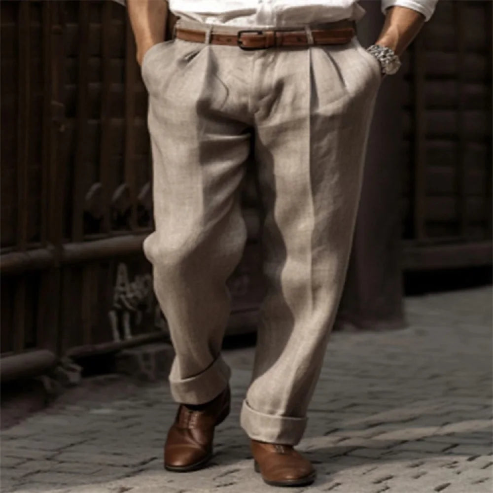 Long Trousers With Straight Front Pockets Solid Color