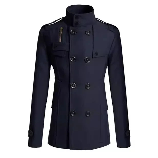 Korean Style Slim-fit Double-breasted Woolen Overcoat Mid-to-long Coat.