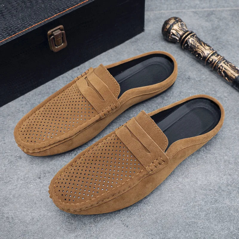 Men's Doudou Shoes Half Support Breathable Baotou Half Slippers Loafer Shoes