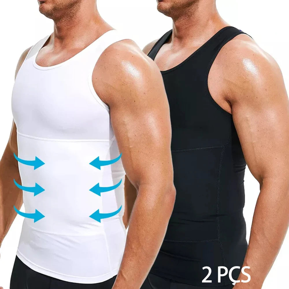 2 Pieces Men's High Compression Slimming Shirts