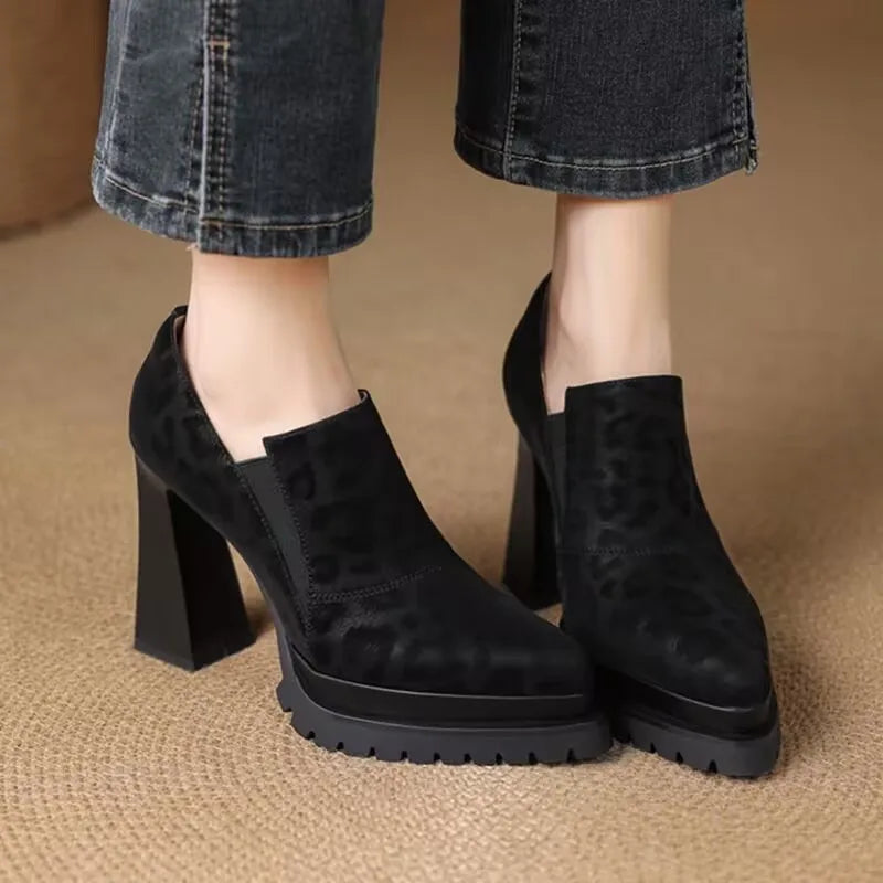 Super High Heels Retro Leopard Print Naked Boots