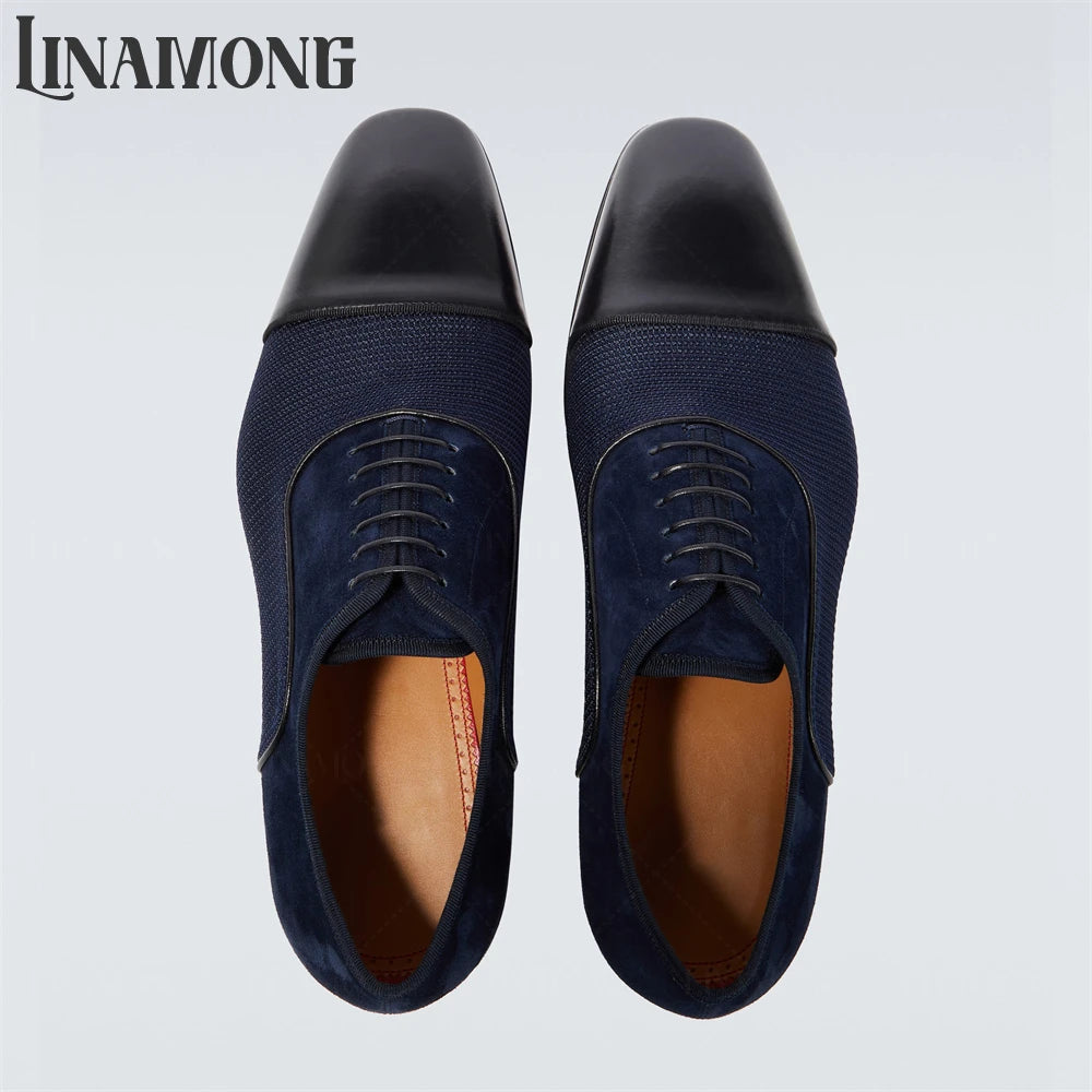 Lace-Up Leather Suede Oxford Shoes