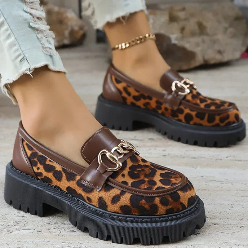 Retro Suede Leopard Loafers