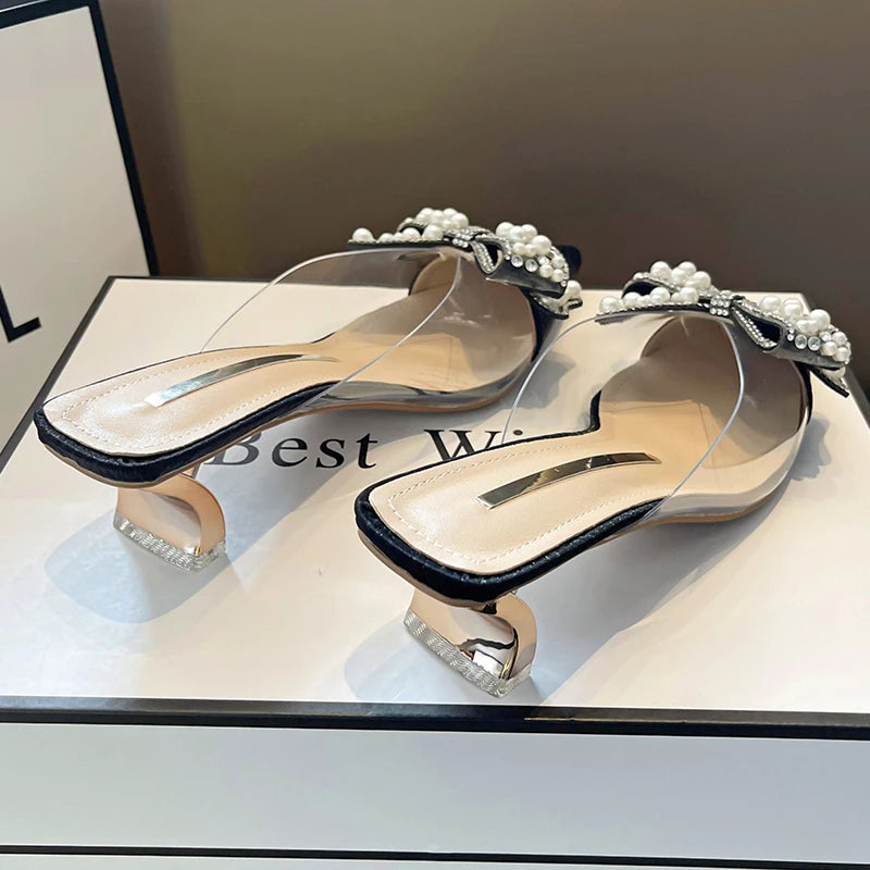 Sweet Pointed Toe Butterfly-knot Slippers High Heels