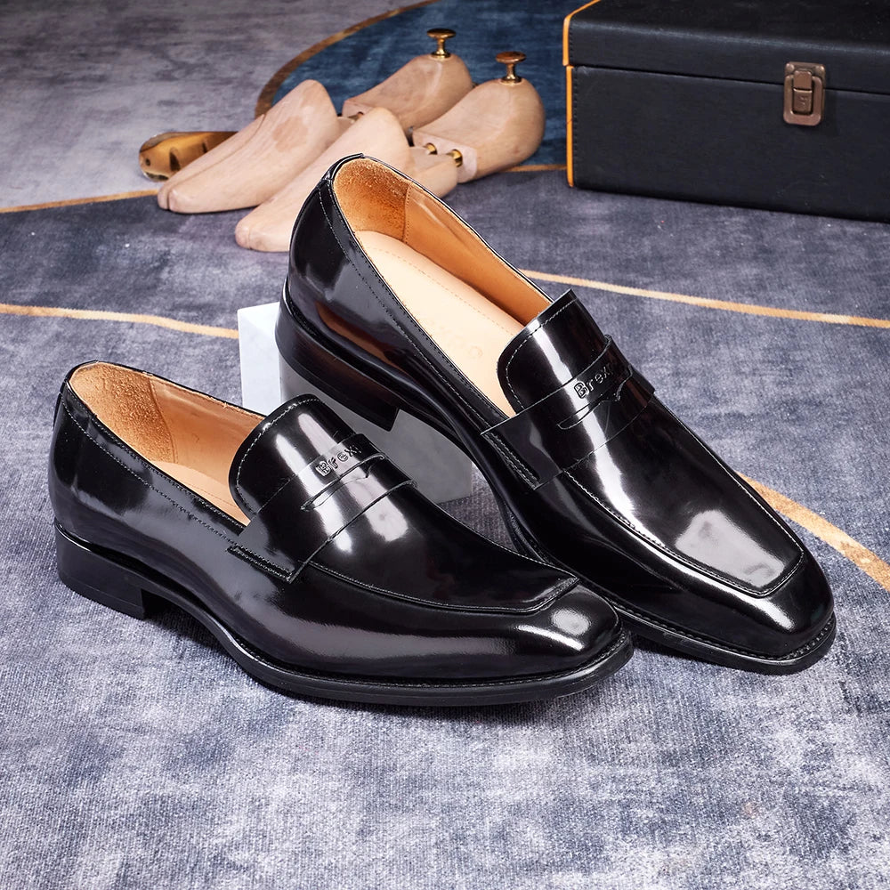 Hand-Stitched Genuine Leather Slip-On Loafers