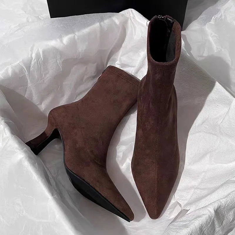 High Heels Women Pointed Toe Ankle Boots