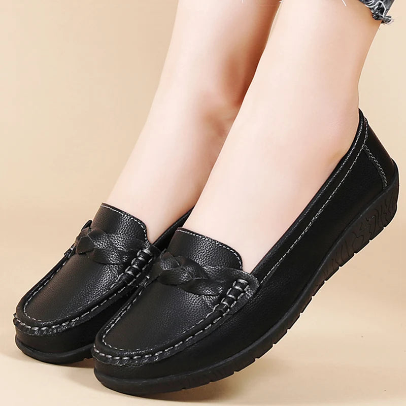 Women Soft Leather Casual Slip On Loafer