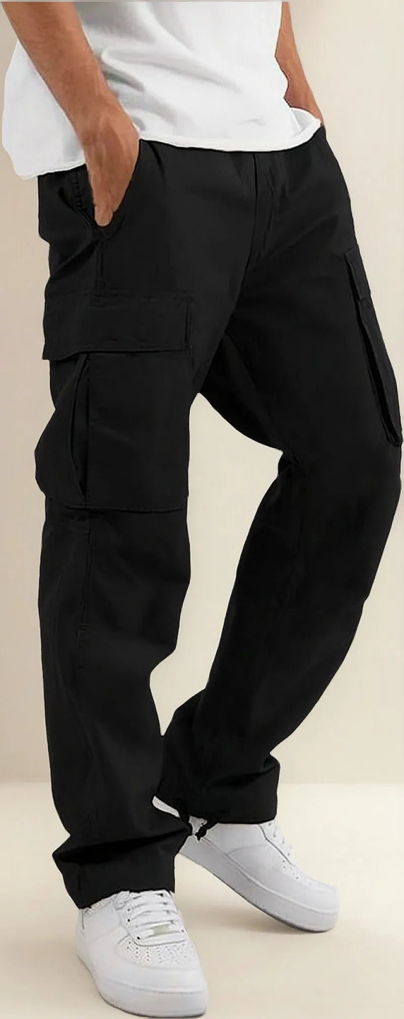 4-Piece Men's Cotton Straight Leg Casual Loose Work Pants, Stylish And Versatile Design