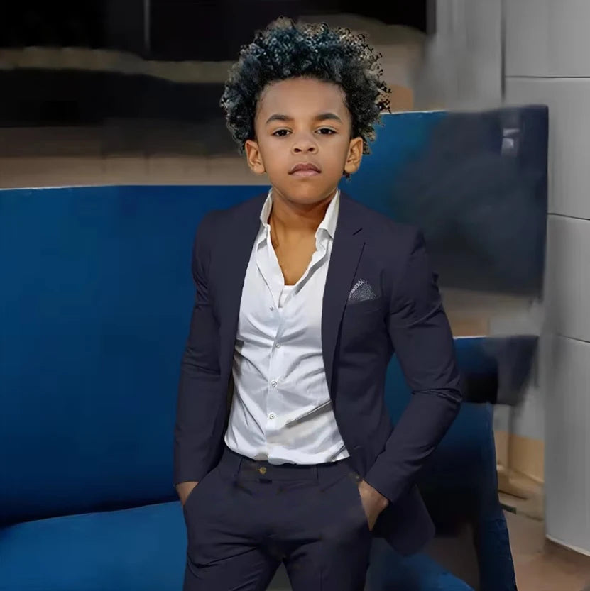 Boys Suits Suit (Jacket + Trousers) – Stylish Slim Fit Gold Single-Breasted Perfect for Weddings & Cocktail Parties