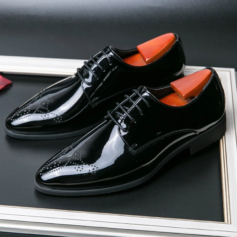 Pointed Formal  Lace-Up Leather Oxfords Shoes