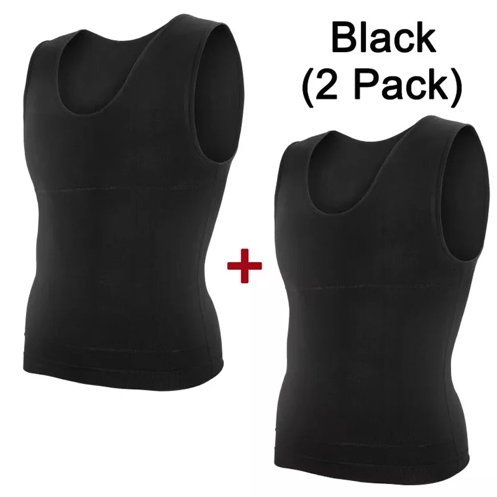 2 Pieces Men's High Compression Slimming Shirts