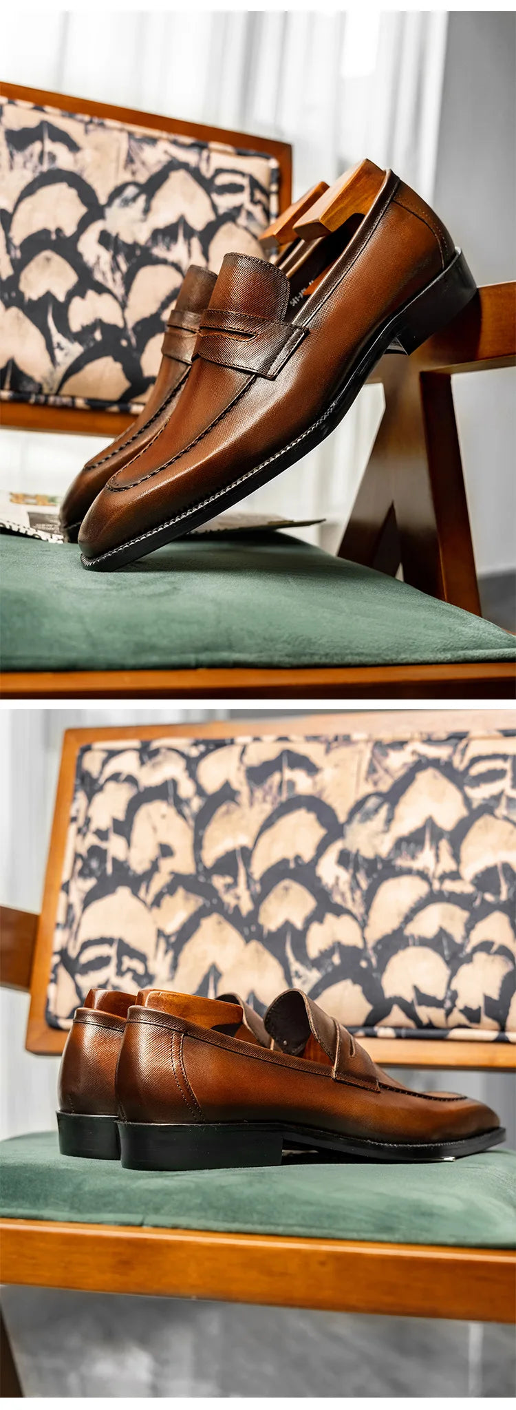 Genuine Leather Mens Slip On Loafers