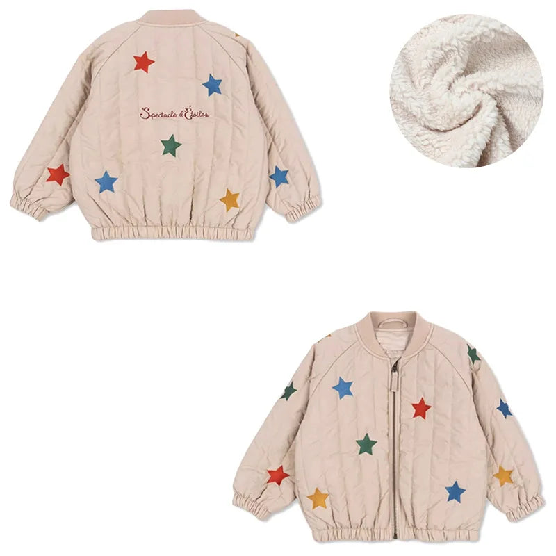 Children's coats embroidered sequined thickened wool jacket
