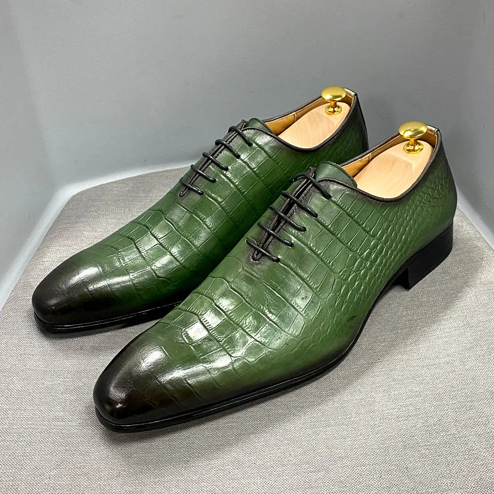 Crocodile Fashion Italian Leather Oxford Shoes