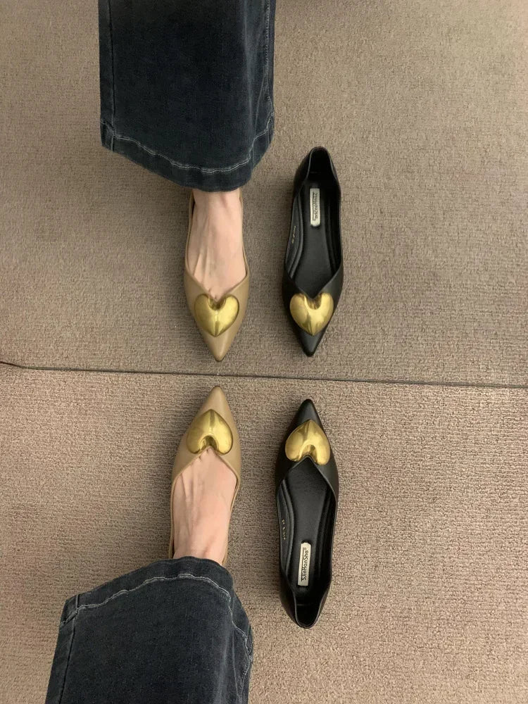 Elegant Black Flat Bottomed Single Shoes