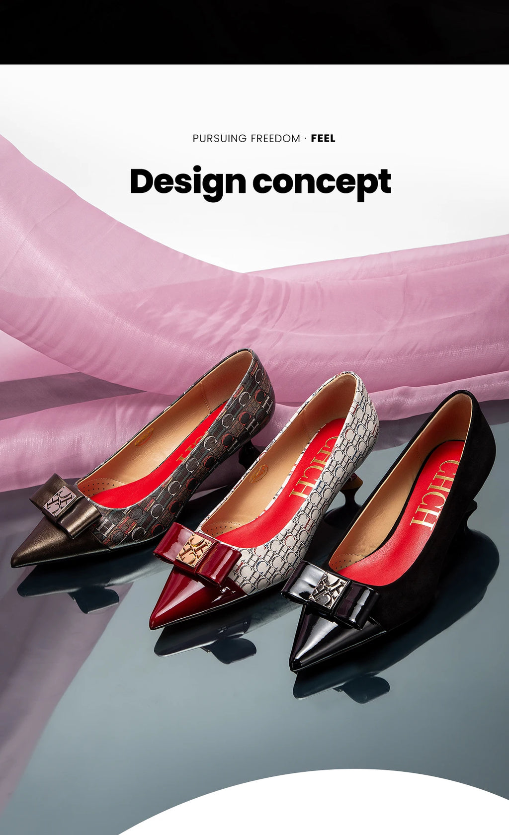 Elegant Low Heeled Female British Style Pointed Shoes