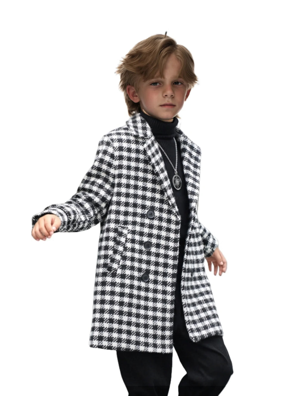 Handsome Boys British Style Winter Wool Long Coat 3-15Y