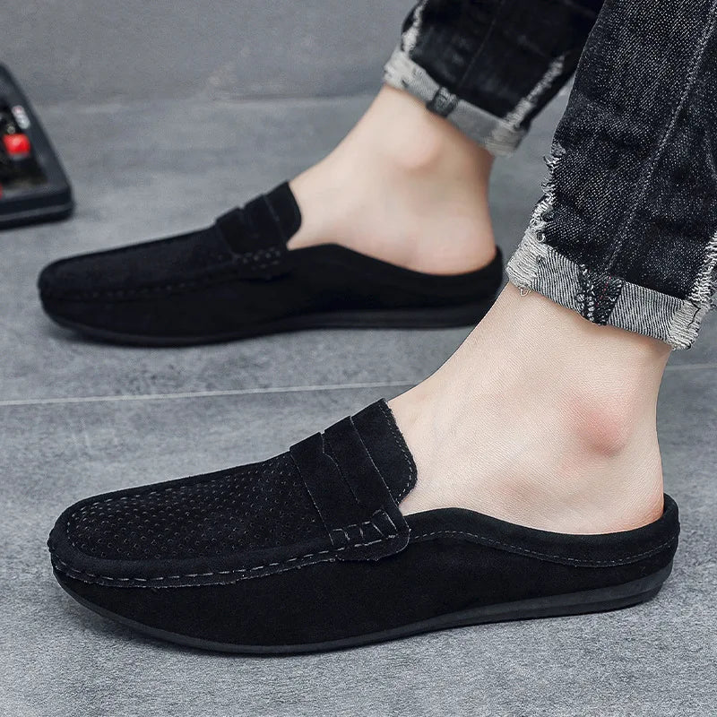 Men's Doudou Shoes Half Support Breathable Baotou Half Slippers Loafer Shoes