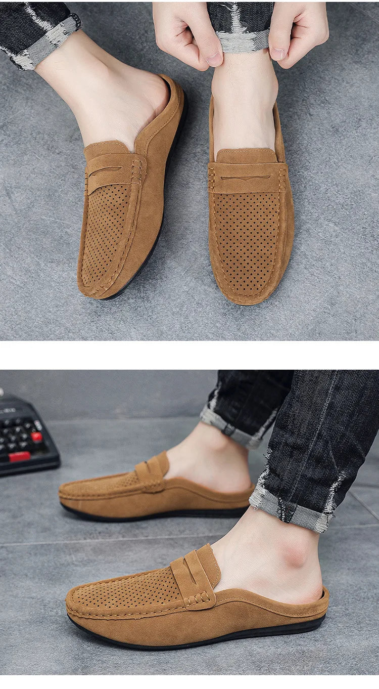 Men's Doudou Shoes Half Support Breathable Baotou Half Slippers Loafer Shoes