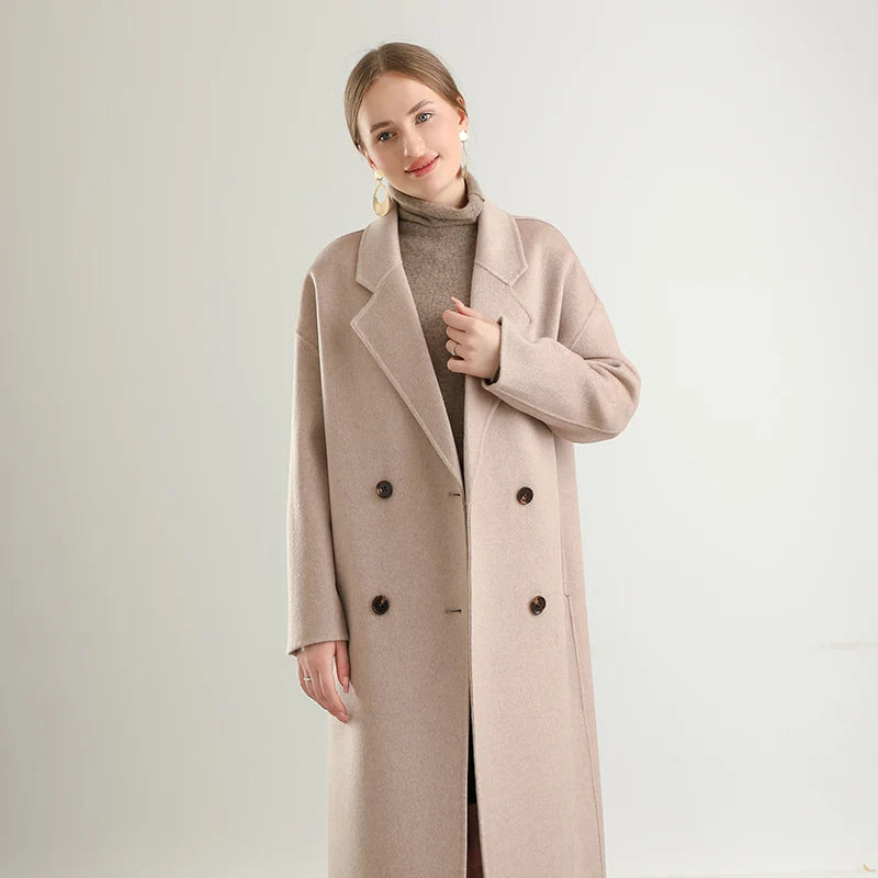 wool coat, double-sided, Korean style, lapel