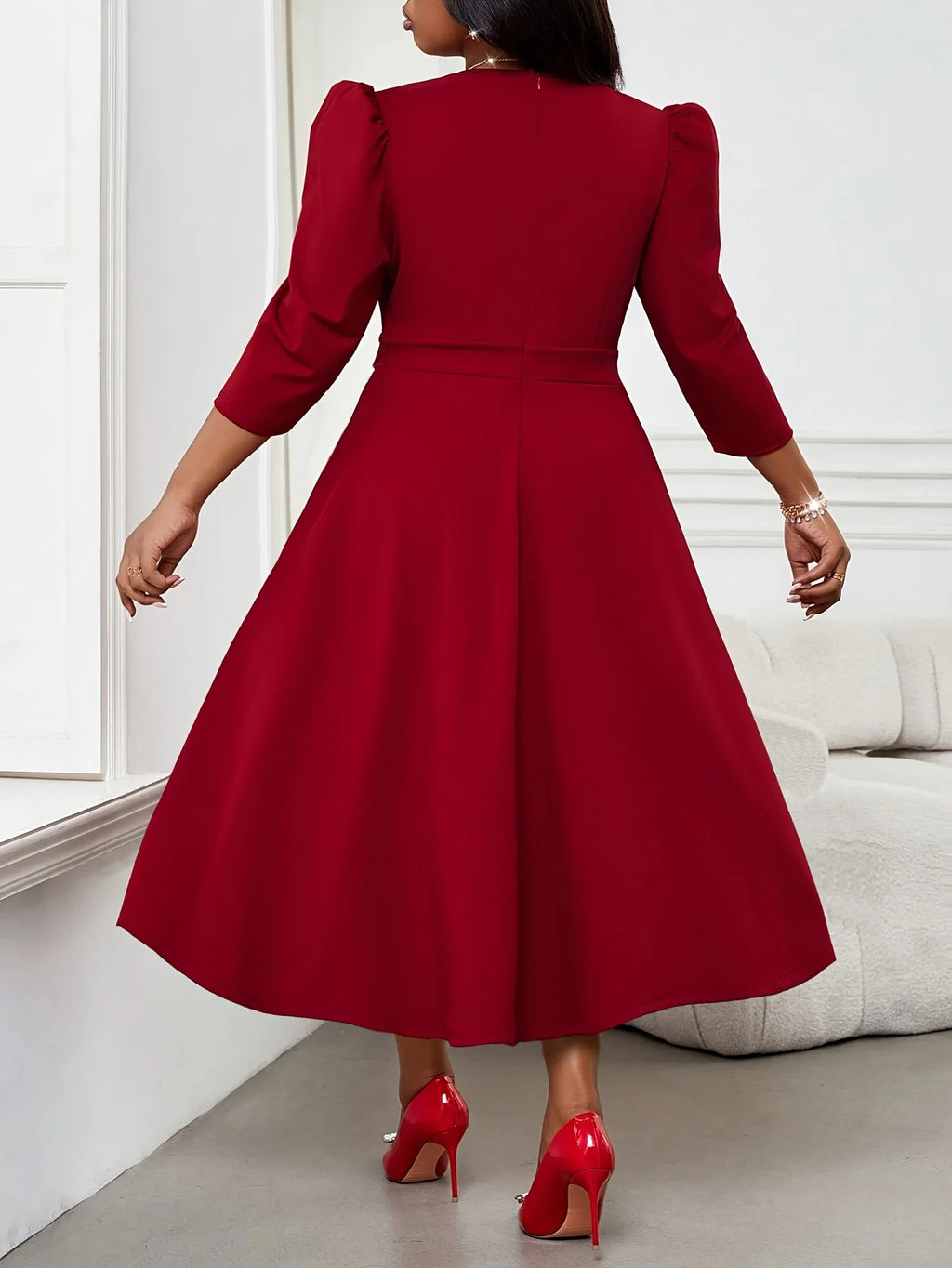 Elegant Red Dress For Large-Sized Women